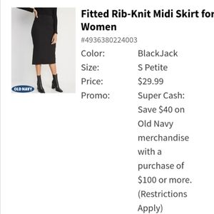 Old Navy Fitted Rib-knit Midi Skirt 2022 Black Petite Small